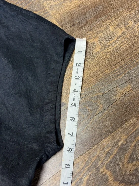 Athleta Column Embroidery Luxe Kaftan Coverup Womens Small Linen Tunic Top Black - Picture 8 of 9